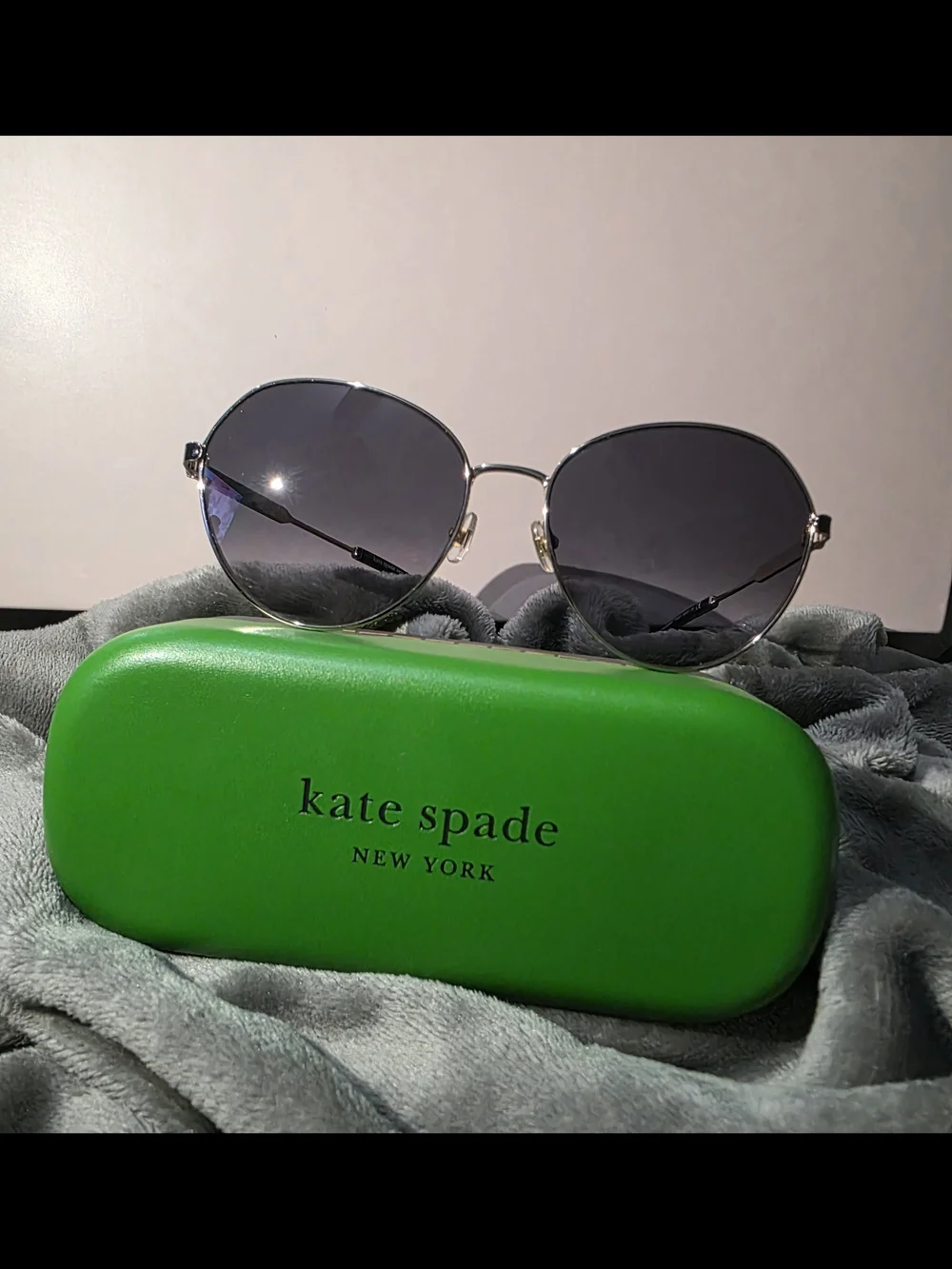 kate spade Silver Frame Sunglasses with Black Lenses